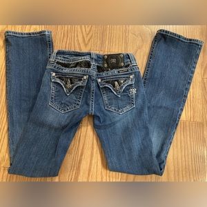 Miss Me Jeans Size 26 Western Boot Cut Blue Jeans JP5002-2 Embellished